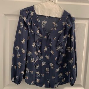 Kohl’s LC Lauren Conrad Floral Print Blouse Size Medium